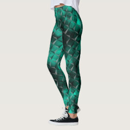 Legging Turquesa verde-azulada, retida, triângulo 3D