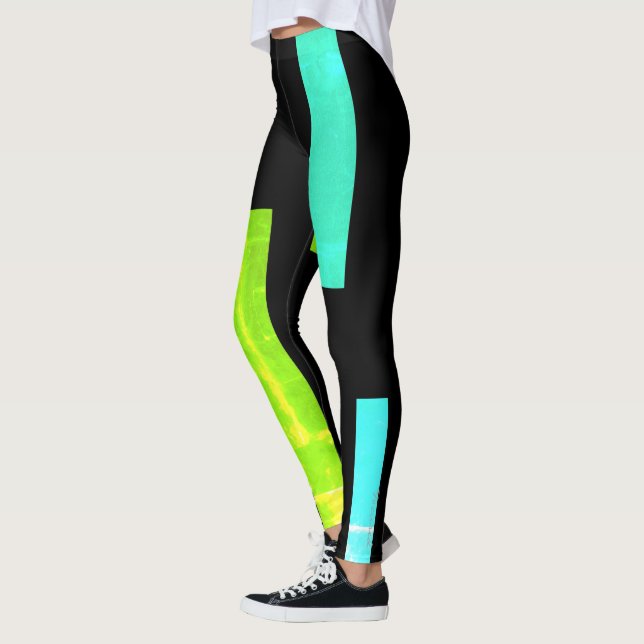 Legging Turquesa Verde Focada Bloqueia Pernas Abstrato (Esquerda)