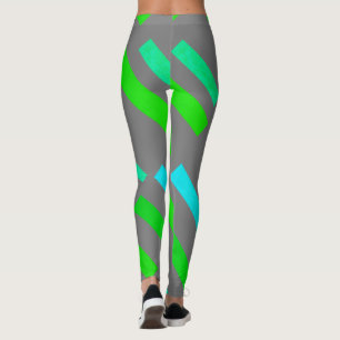Legging Turquesa Verde Focada Bloqueia Pernas Abstrato