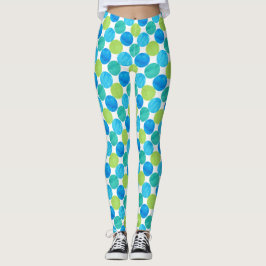Legging Turquoise Blue Neon Green Bolinhas