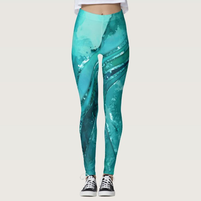 Legging Turquoise palette Flowing Abstract