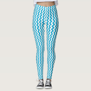 Legging Turquoise White Chevron