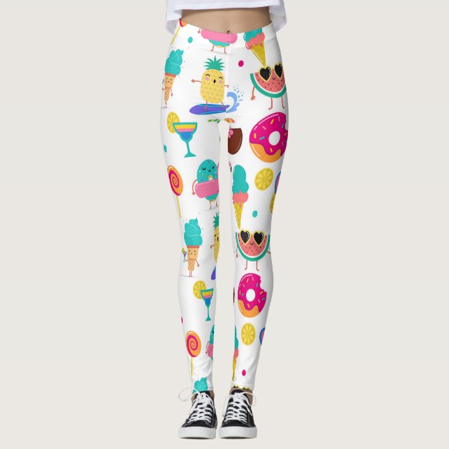 Legging Tutti Fruitti Guloseimas de Sorvete de Frutas de V (Frente)