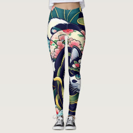 Legging Ukiyo-e Punk city KIMONO Cats Leggings-THE 其の参