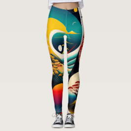 Legging Ukiyo-e Punk city KIMONO Leggings-THE 陰と陽 レギンス