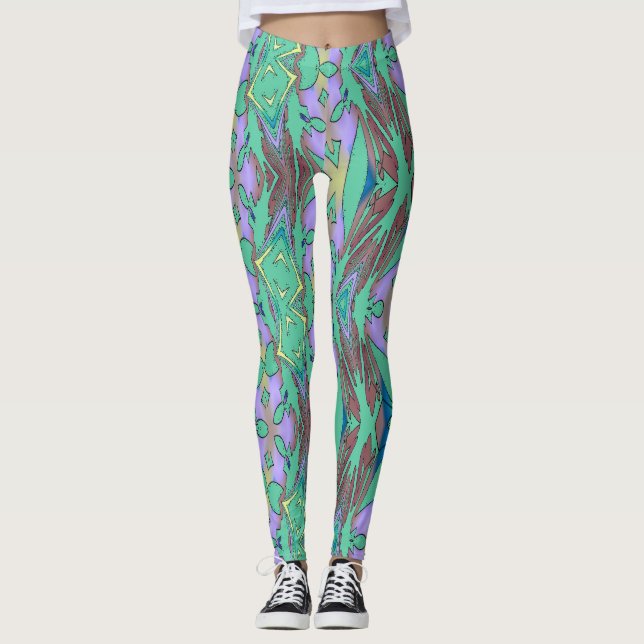 Legging Um abstrato patten colorido "Ratti_Creative_Arts" (Frente)
