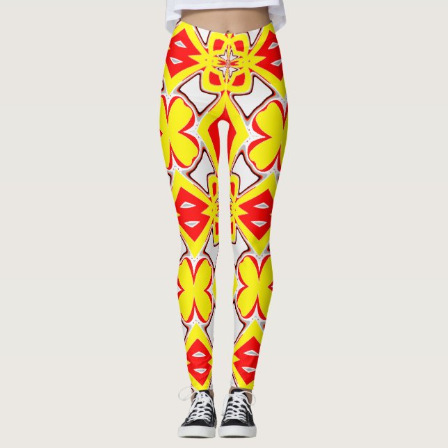 Legging Um branco vermelho e bonito "Ratti_Creative_Arts (Frente)