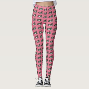 Legging Um cabrão-burro dormindo em dança rosa