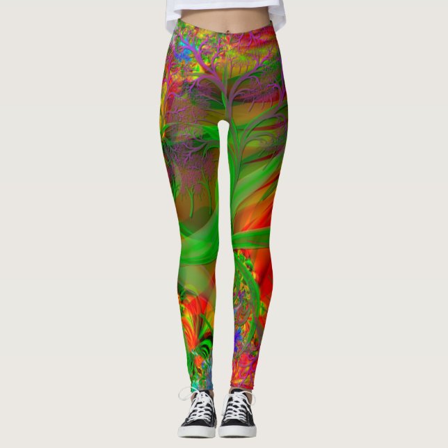Legging Um Campo de Flores Selvagens Psicodélica (Frente)