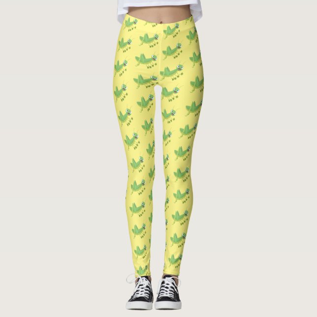 Legging Um desenho animado verde-giro (Frente)