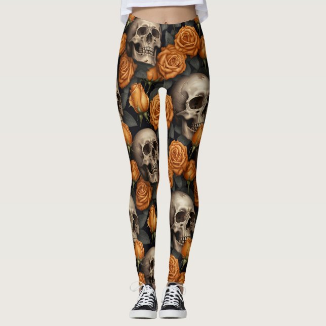 Legging Um desenho da série A Skull and Roses 11 (Frente)