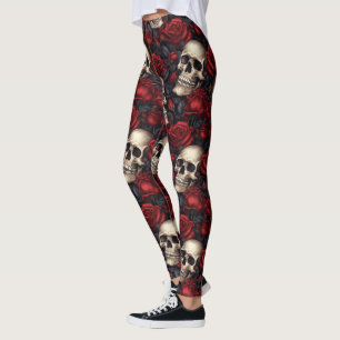 Legging Um design da série A Skull and Roses 10