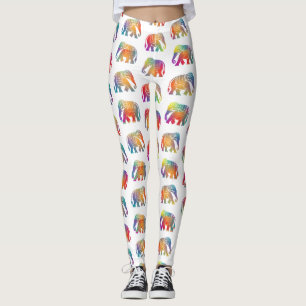 Legging Um Design de Elefante de Estilo Retroativo