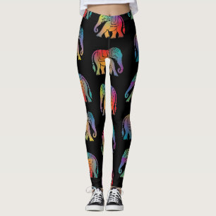 Legging Um Design de Elefante de Estilo Retroativo