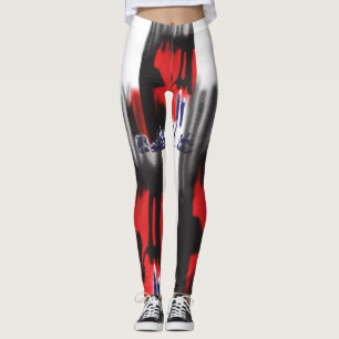 Legging Um design gráfico vermelho com escala geométrica e