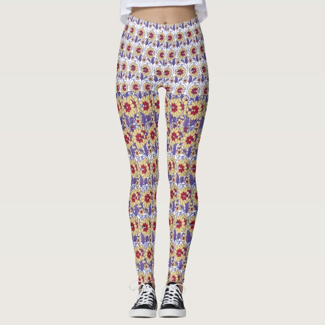 Legging Um design vibrante com creme amarelo e laranja (Frente)