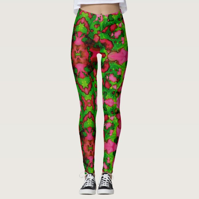 Legging Um estudo em rosa e verde (Frente)