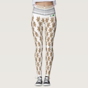 Legging um fundo branco com flores marrons