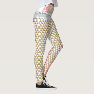 Legging um fundo branco com folhas verdes