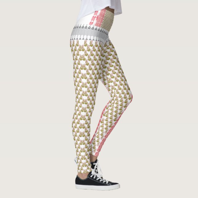 Legging um fundo branco com folhas verdes (Direita)