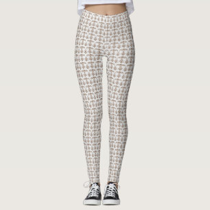 Legging um fundo branco com um padrão castanho