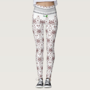 Legging um fundo branco com um padrão vermelho