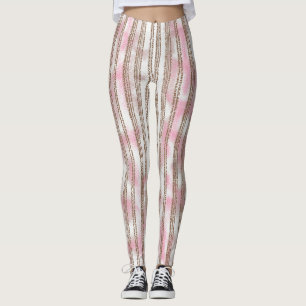 Legging um fundo listrado rosa e branco