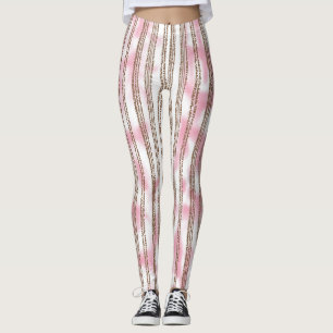 Legging um fundo listrado rosa e branco