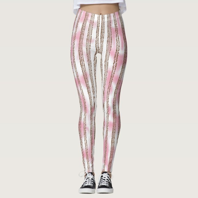 Legging um fundo listrado rosa e branco (Frente)
