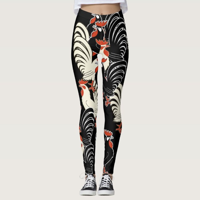 Legging Um galo branco e dois preto (Frente)