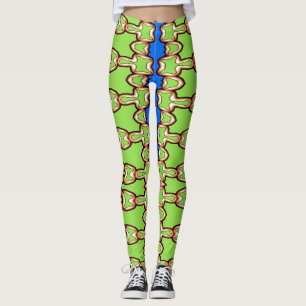 Legging Um na moda verde e azul "Ratti_Creative_Arts"