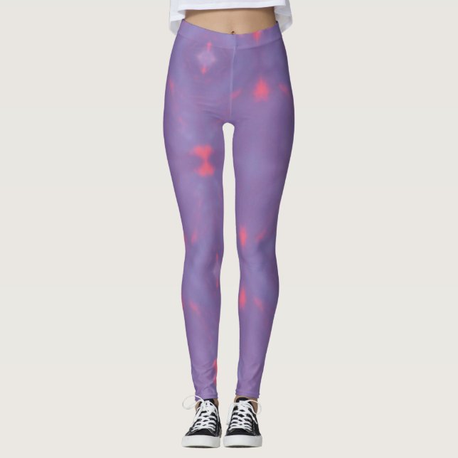 Legging Um padrão de Primavera púrpura e rosa (Frente)