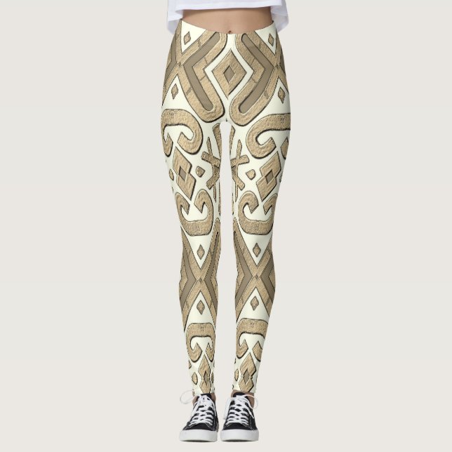 Legging Um padrão geométrico clássico sobre fundo branco (Frente)