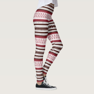 Legging um padrão listrado vermelho e branco