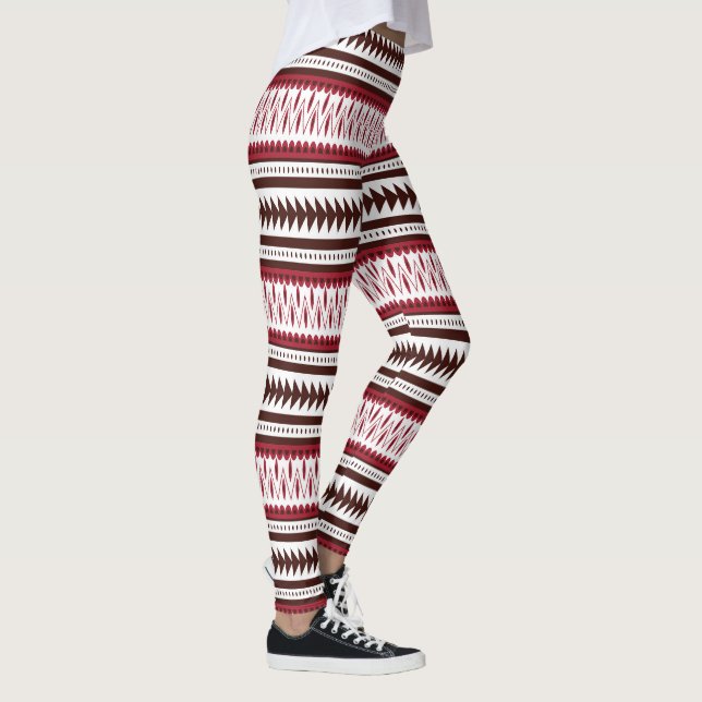 Legging um padrão listrado vermelho e branco (Direita)