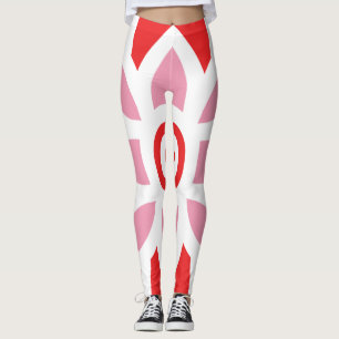 Legging um padrão vermelho e branco com uma flor
