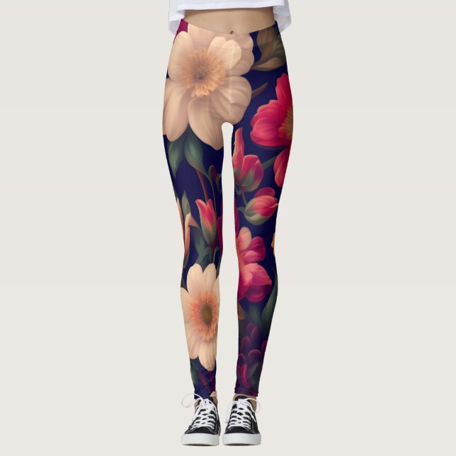 Legging Um papel de parede com um padrão floral  (Frente)