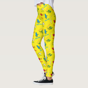 Legging Um Peixe Dois Peixes Padrão Amarelo