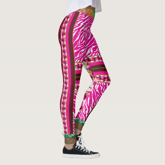 Legging um wallpaper rosa e branco com cruz (Direita)