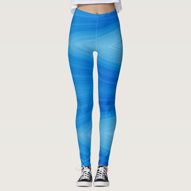 Legging Uma cor azul vibrante "Ratti_Creative_Arts" (Frente)