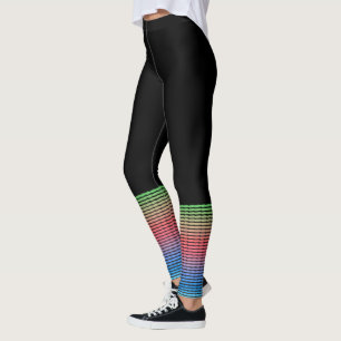 Legging Uma cor e meias Joelho-Altas da listra colorida