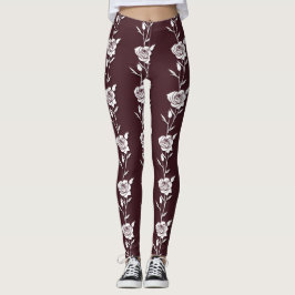Legging Uma disposição de rosas minimalistas de linha únic