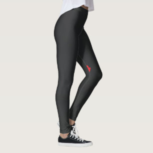 Legging uma flor vermelha com fundo preto