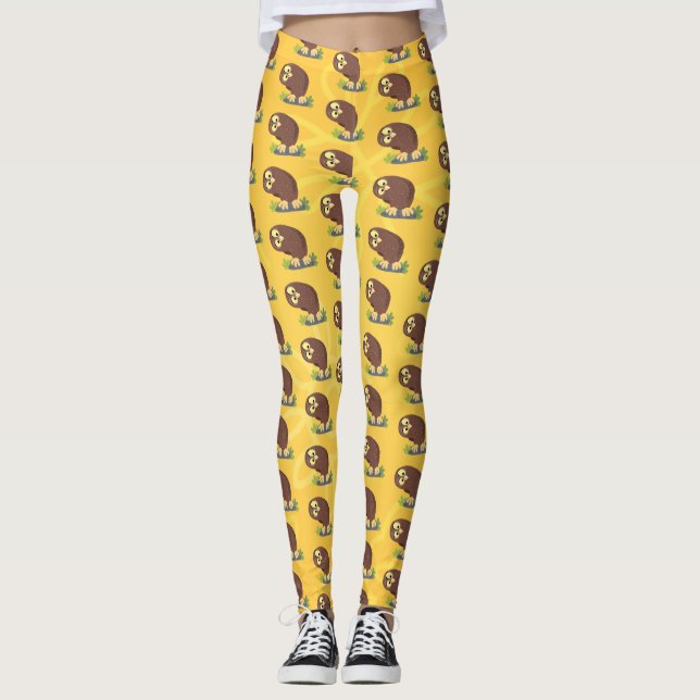 Legging Uma ilustração curiosa e engraçada de desenho anim (Frente)