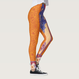 Legging uma imagem de um padrão laranja e azul