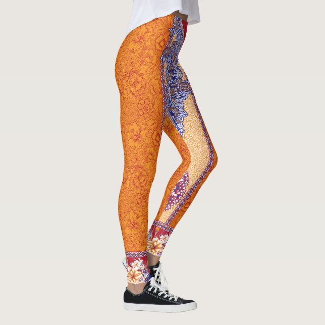 Legging uma imagem de um padrão laranja e azul (Direita)
