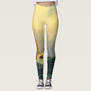 Legging Uma nave de vapor em uma tempestade no oceano Atlâ