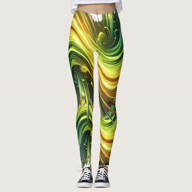 Legging Uma onda de choque uma vibe dinâmica e futurista (Frente)