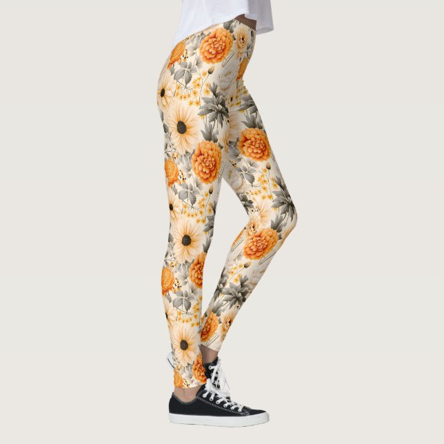 Legging Uma Série de Design Floral de Outono 1 (Direita)