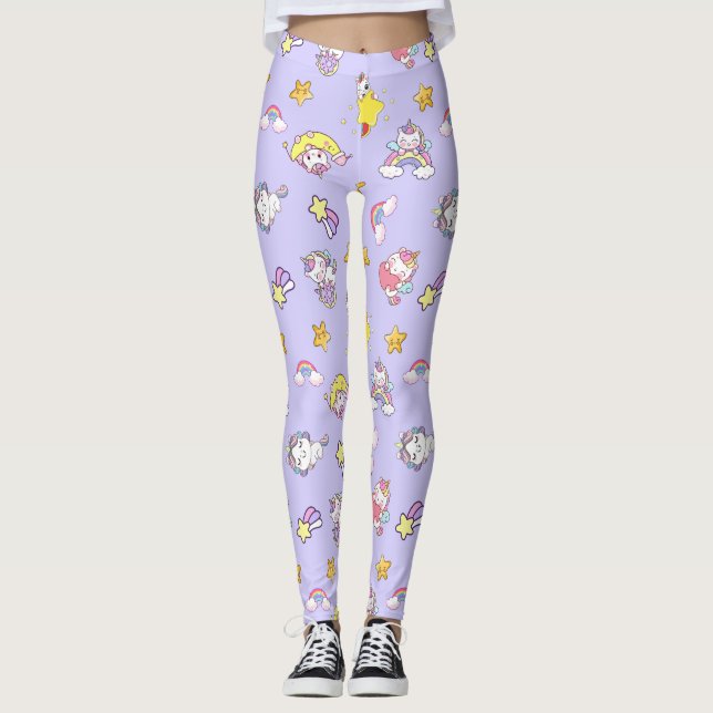 Legging Unicorn Rainbow Star Leve Puro Pensada (Frente)